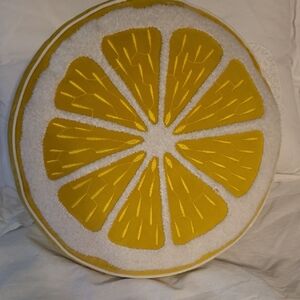 Yellow and White Citrus Slice Pillow